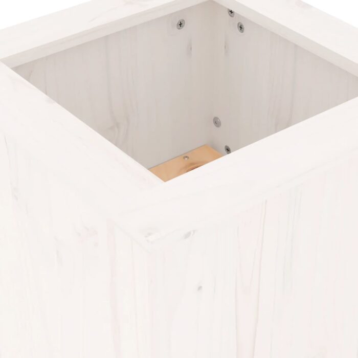 Banc avec jardinières blanc 184,5x39,5x56,5 cm bois massif pin – Image 5
