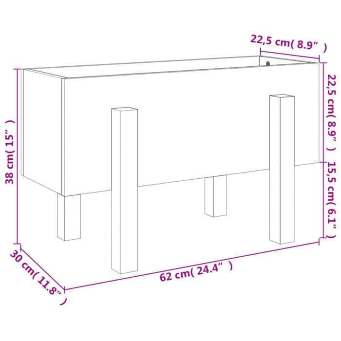 Jardinière 62x30x38 cm bois massif de pin – Image 7