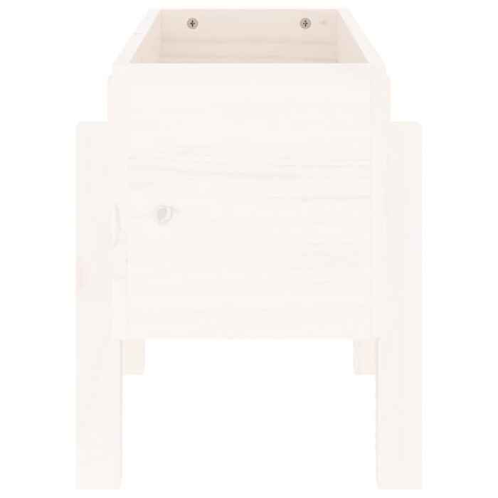 Jardinière blanc 62x30x38 cm bois massif de pin – Image 2
