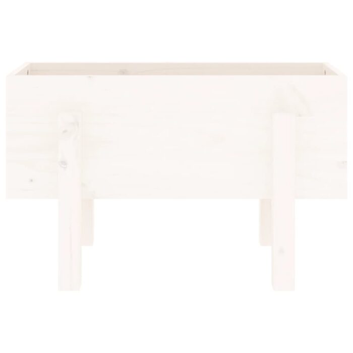 Jardinière blanc 62x30x38 cm bois massif de pin – Image 3