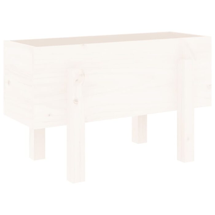 Jardinière blanc 62x30x38 cm bois massif de pin – Image 4
