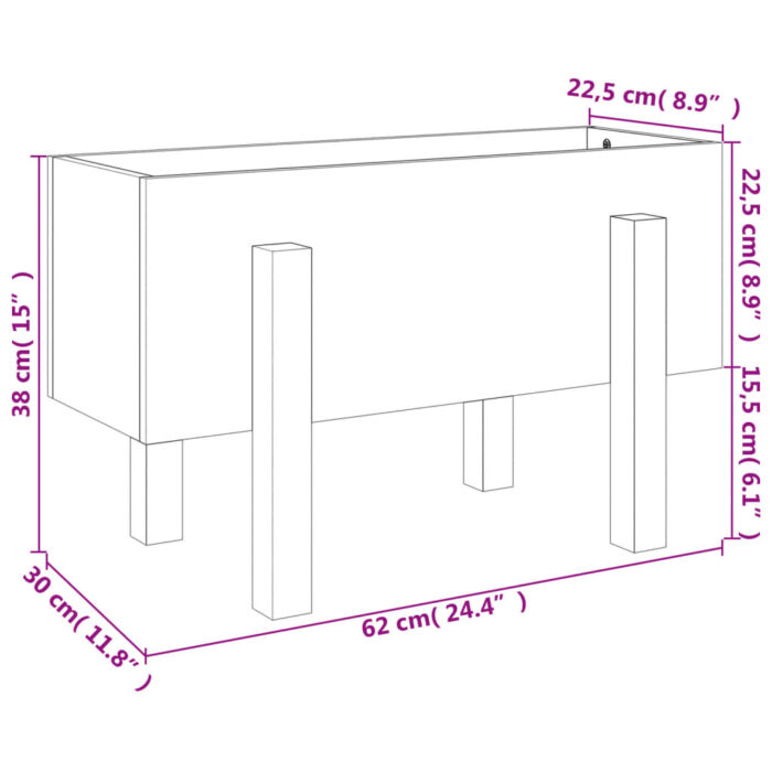 Jardinière blanc 62x30x38 cm bois massif de pin – Image 7