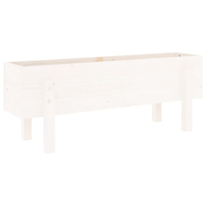 Lit surélevé de jardin blanc 101x30x38 cm bois de pin massif – Image 2