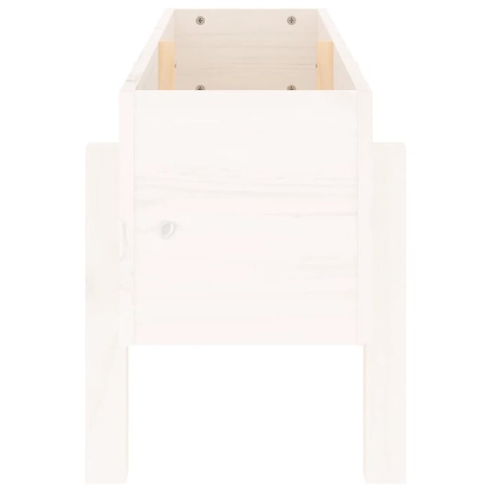 Lit surélevé de jardin blanc 101x30x38 cm bois de pin massif – Image 3