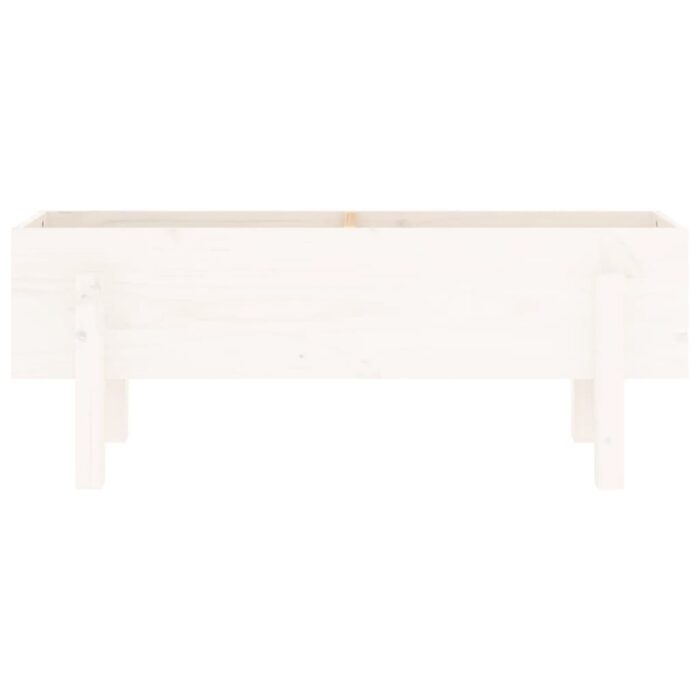 Lit surélevé de jardin blanc 101x30x38 cm bois de pin massif – Image 4
