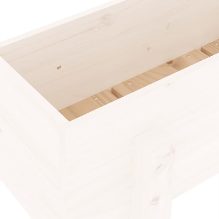 Lit surélevé de jardin blanc 101x30x38 cm bois de pin massif – Image 5