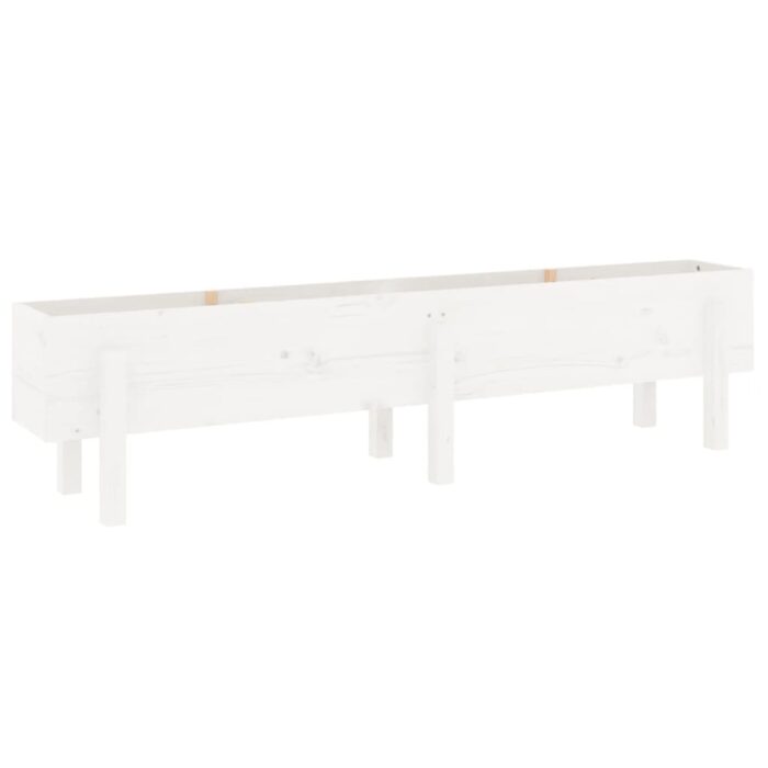 Lit surélevé de jardin blanc 160x30x38 cm bois de pin massif – Image 2