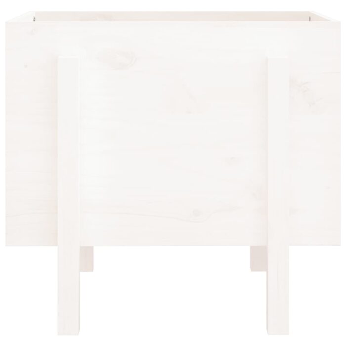 Jardinière blanc 62x50x57 cm bois massif de pin – Image 2