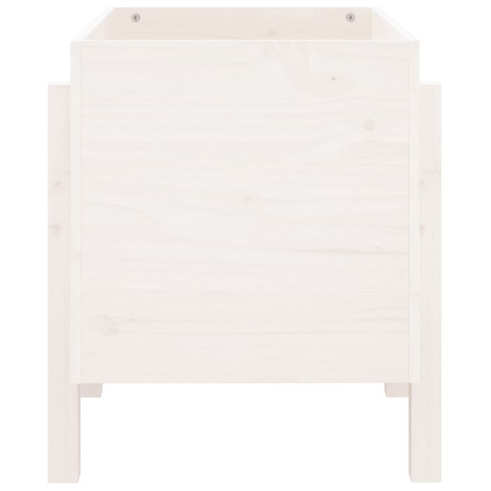 Jardinière blanc 62x50x57 cm bois massif de pin – Image 3