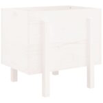 Jardinière blanc 62x50x57 cm bois massif de pin – Image 4