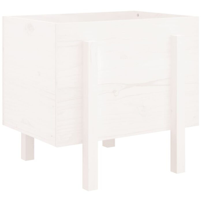 Jardinière blanc 62x50x57 cm bois massif de pin – Image 4