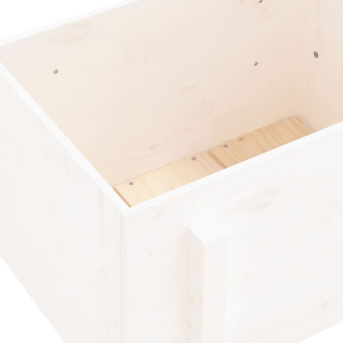 Jardinière blanc 62x50x57 cm bois massif de pin – Image 5