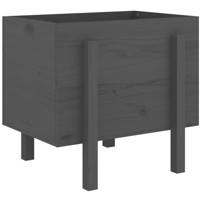 Jardinière gris 62x50x57 cm bois massif de pin – Image 4