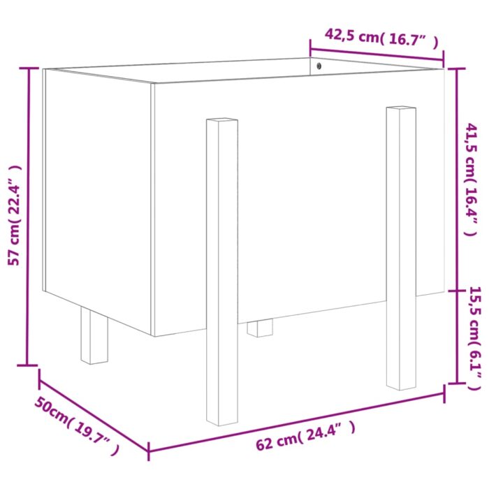 Jardinière gris 62x50x57 cm bois massif de pin – Image 7