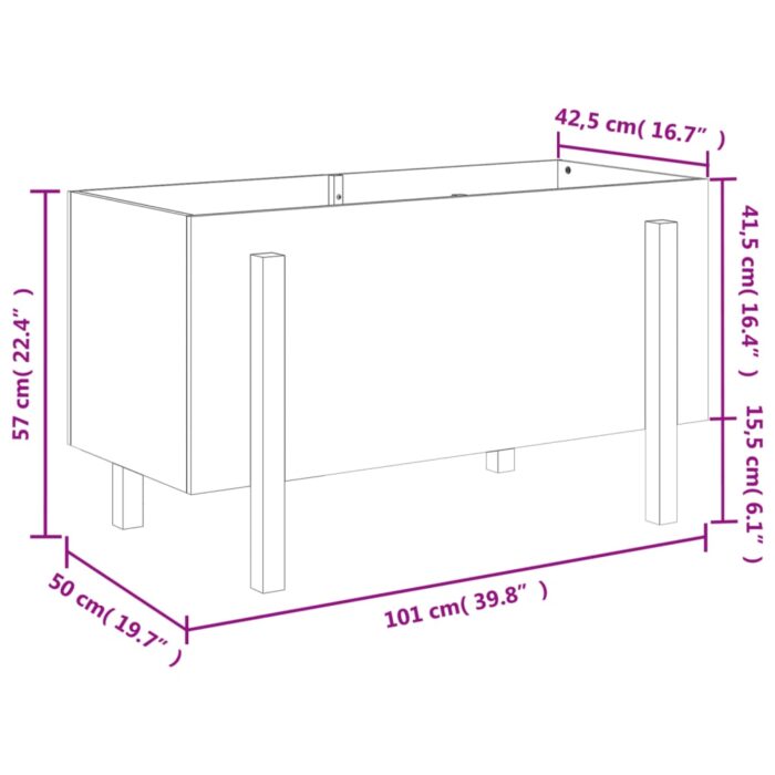 Lit surélevé de jardin 101x50x57 cm bois de pin massif – Image 7