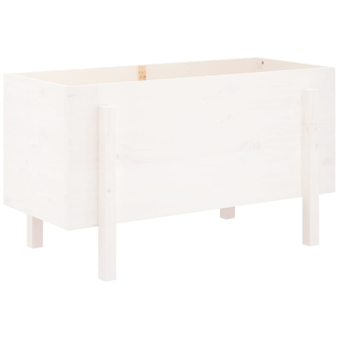 Lit surélevé de jardin blanc 101x50x57 cm bois de pin massif – Image 4