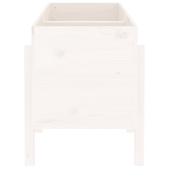 Lit surélevé de jardin blanc 121x50x57 cm bois de pin massif – Image 2