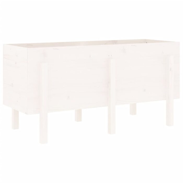 Lit surélevé de jardin blanc 121x50x57 cm bois de pin massif – Image 4