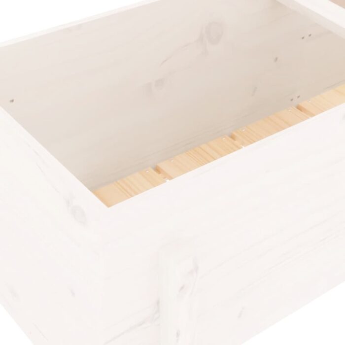 Lit surélevé de jardin blanc 121x50x57 cm bois de pin massif – Image 5