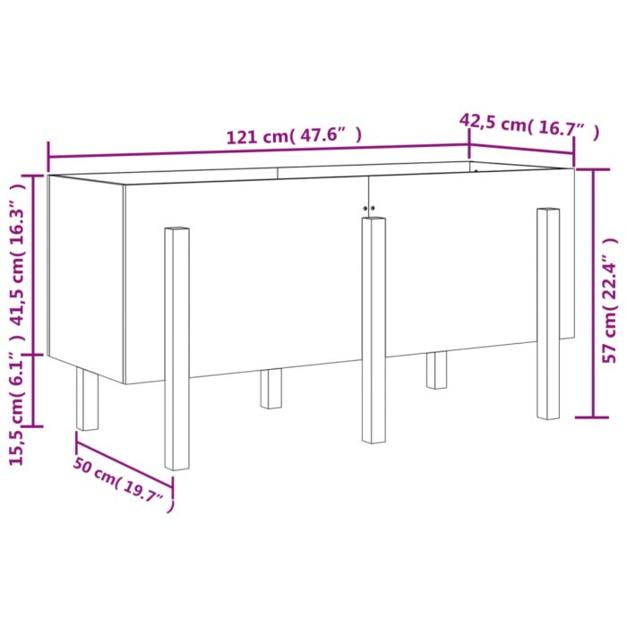 Lit surélevé de jardin blanc 121x50x57 cm bois de pin massif – Image 7