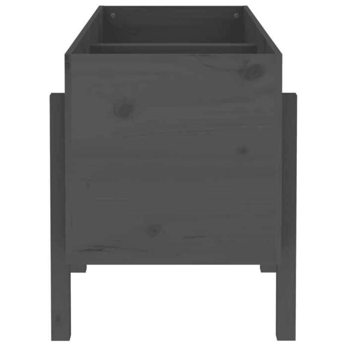 Lit surélevé de jardin gris 121x50x57 cm bois de pin massif – Image 2