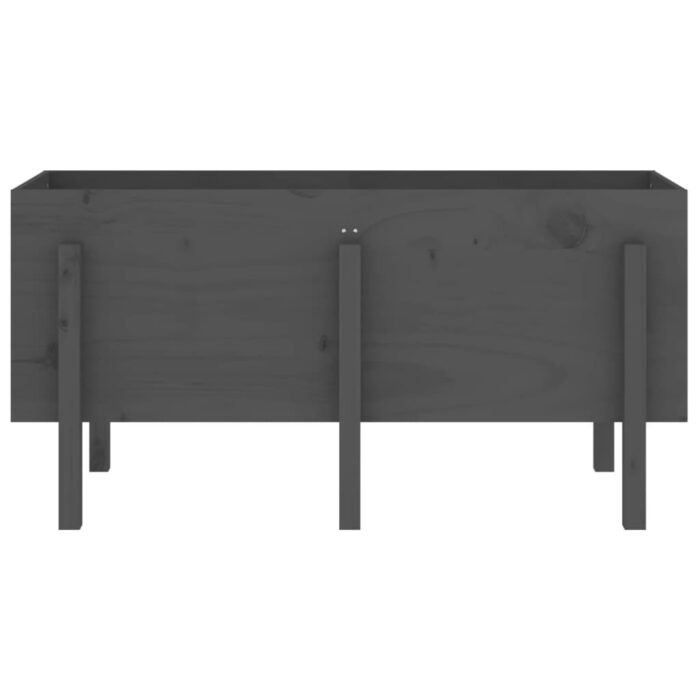 Lit surélevé de jardin gris 121x50x57 cm bois de pin massif – Image 3