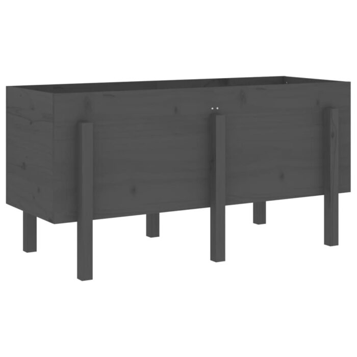 Lit surélevé de jardin gris 121x50x57 cm bois de pin massif – Image 4