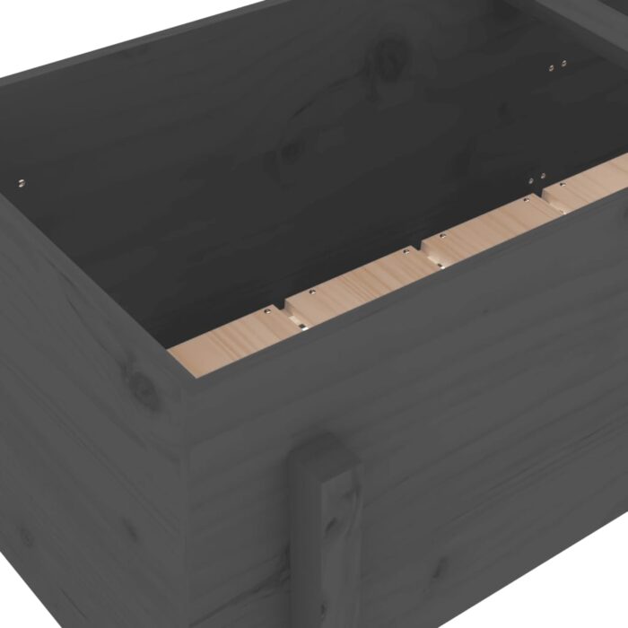 Lit surélevé de jardin gris 121x50x57 cm bois de pin massif – Image 5