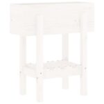 Jardinière blanc 62x30x69 cm bois massif de pin – Image 2