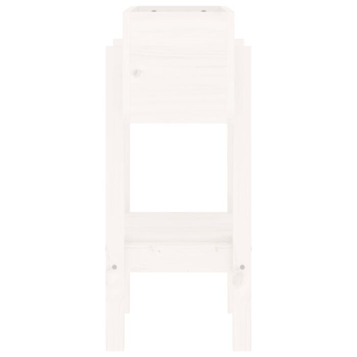 Jardinière blanc 62x30x69 cm bois massif de pin – Image 3