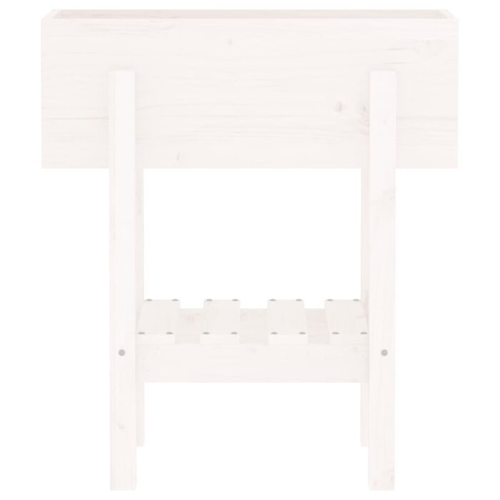 Jardinière blanc 62x30x69 cm bois massif de pin – Image 4
