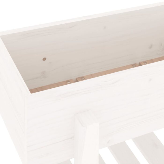 Jardinière blanc 62x30x69 cm bois massif de pin – Image 5