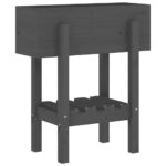 Jardinière gris 62x30x69 cm bois massif de pin – Image 2