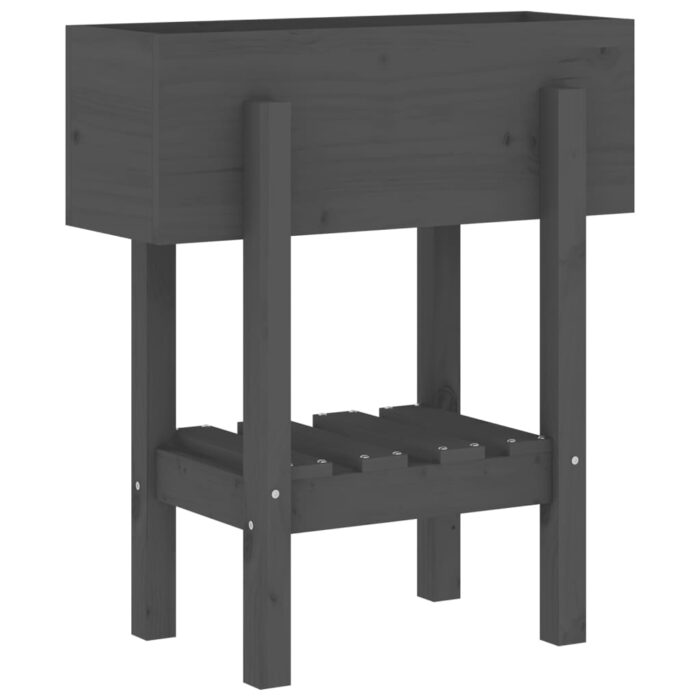 Jardinière gris 62x30x69 cm bois massif de pin – Image 2
