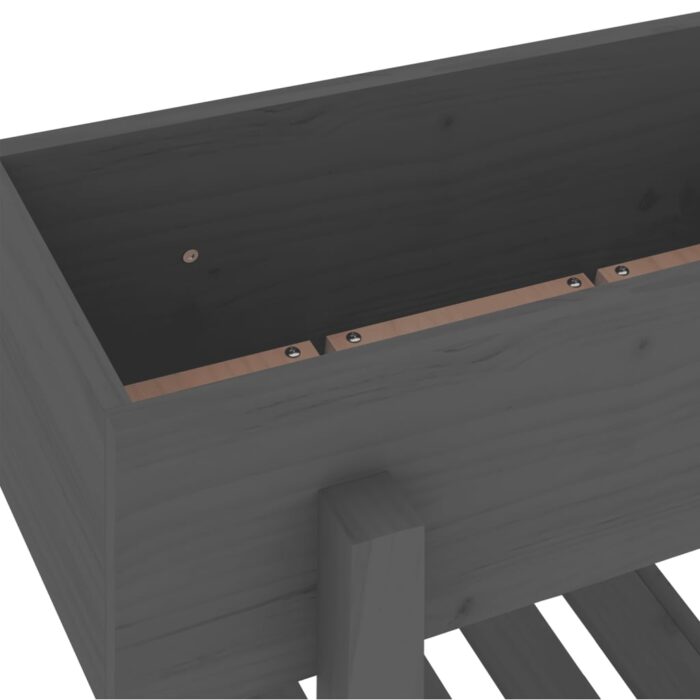 Jardinière gris 62x30x69 cm bois massif de pin – Image 5