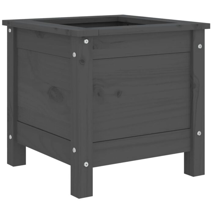 Jardinière gris 40x40x39 cm bois massif de pin – Image 2