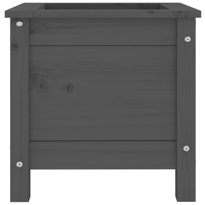 Jardinière gris 40x40x39 cm bois massif de pin – Image 3