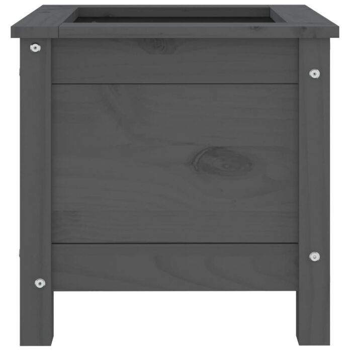 Jardinière gris 40x40x39 cm bois massif de pin – Image 4