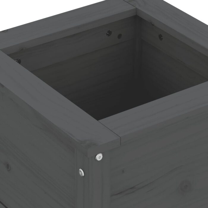Jardinière gris 40x40x39 cm bois massif de pin – Image 5