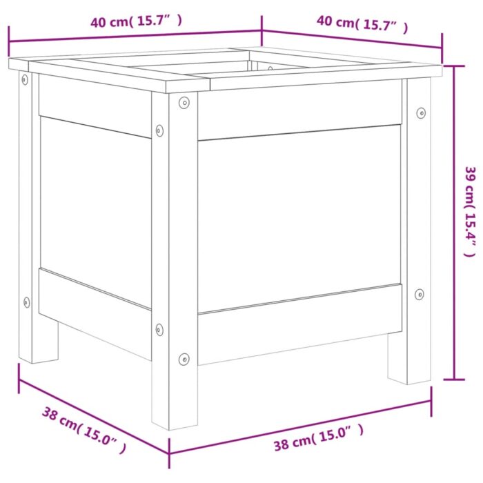 Jardinière gris 40x40x39 cm bois massif de pin – Image 7