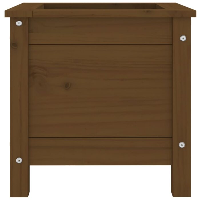 Jardinière marron miel 40x40x39 cm bois massif de pin – Image 4