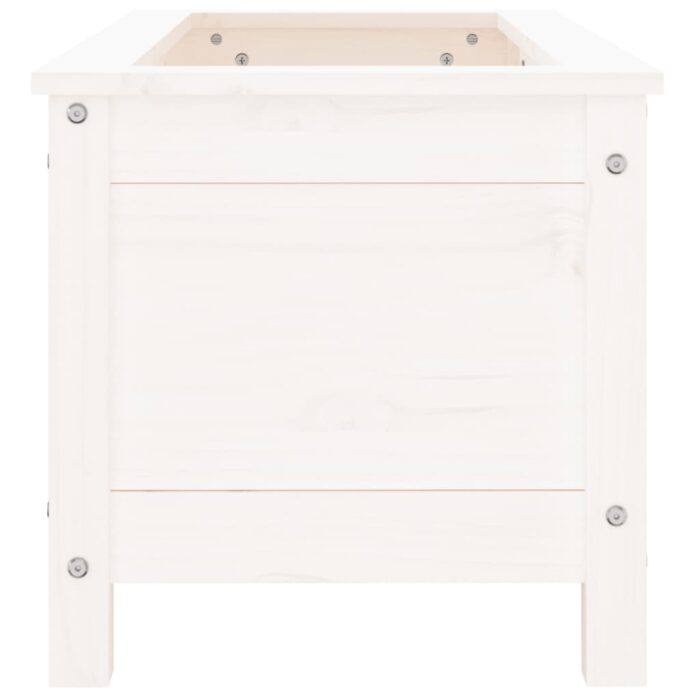 Jardinière blanc 82,5x40x39 cm bois massif de pin – Image 4