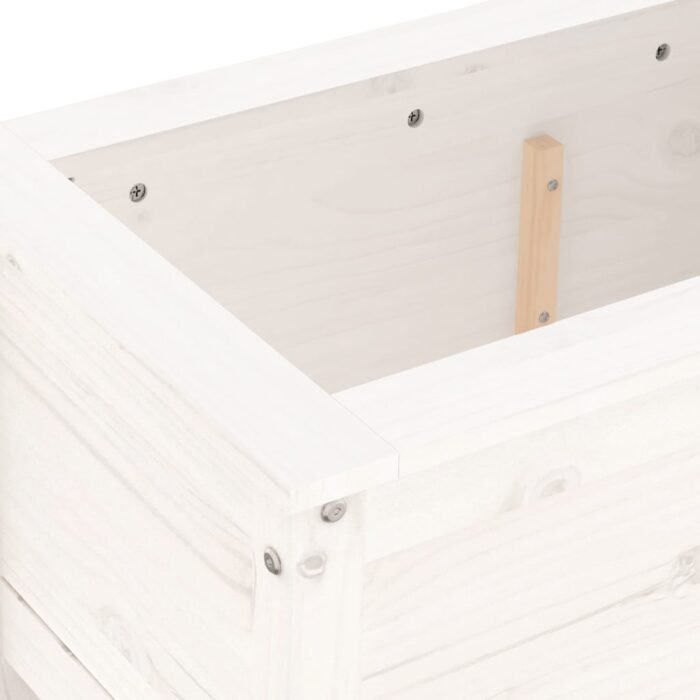 Jardinière blanc 82,5x40x39 cm bois massif de pin – Image 5