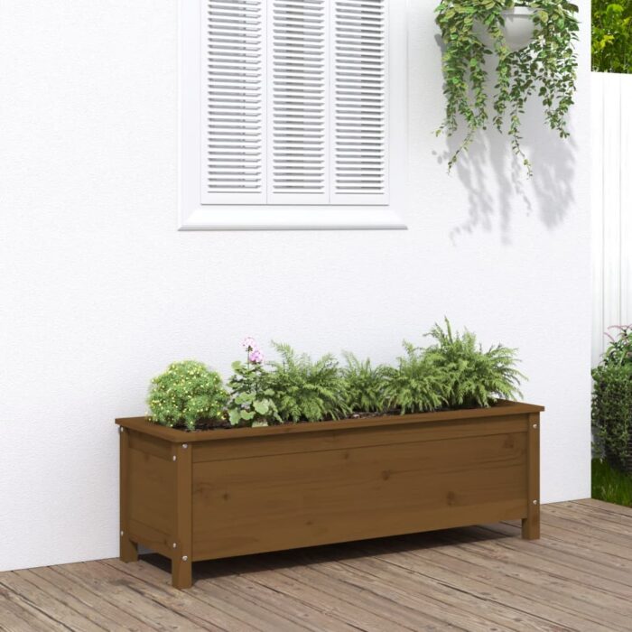 Lit surélevé de jardin brun miel 119,5x40x39 cm bois pin massif – Image 1