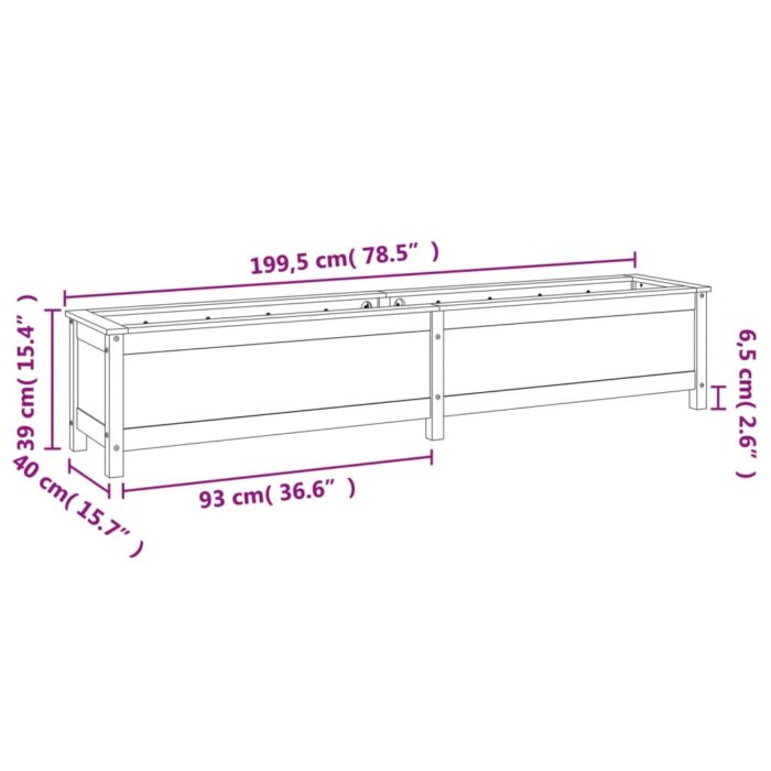 Lit surélevé de jardin 199,5x40x39 cm bois de pin massif – Image 7