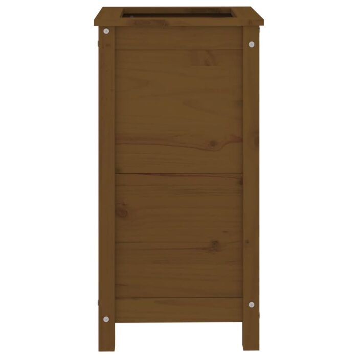 Jardinière marron miel 40x40x78 cm bois massif de pin – Image 2
