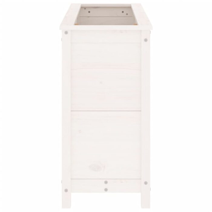 Lit surélevé de jardin blanc 119,5x40x78 cm bois de pin massif – Image 3
