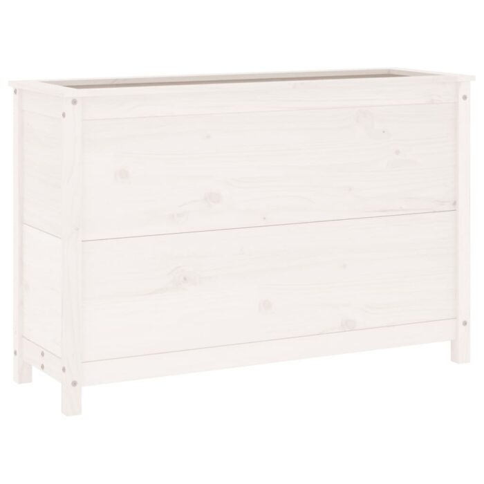 Lit surélevé de jardin blanc 119,5x40x78 cm bois de pin massif – Image 4