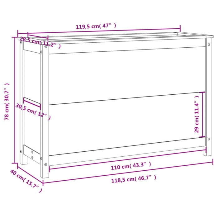 Lit surélevé de jardin blanc 119,5x40x78 cm bois de pin massif – Image 7