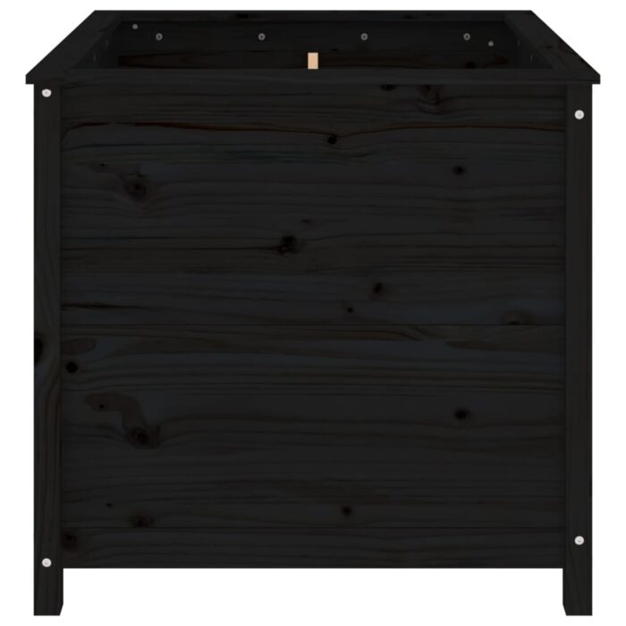 Jardinière noir 82,5x82,5x78 cm bois massif de pin – Image 2